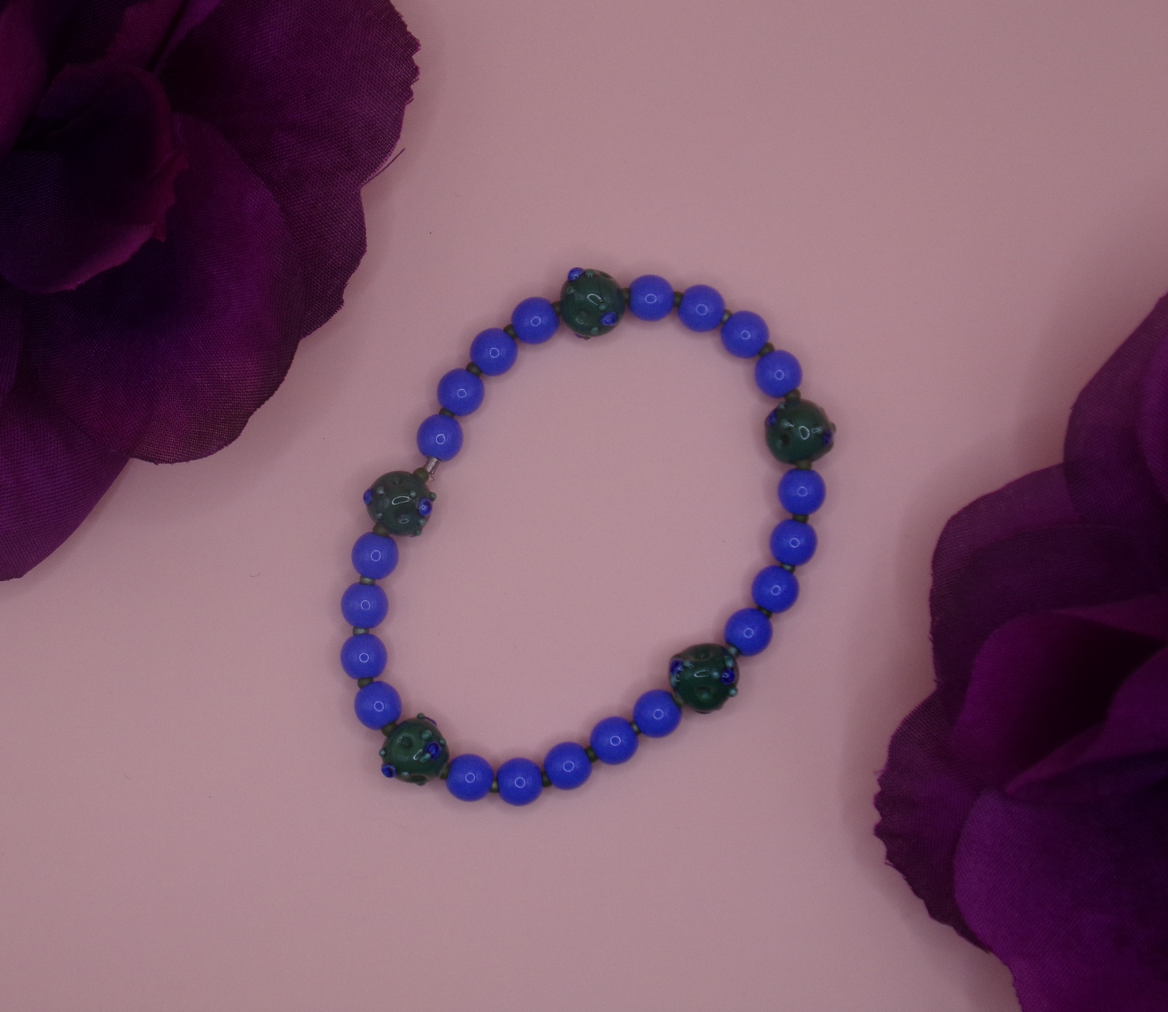 Purple and Green Bead Bracelet