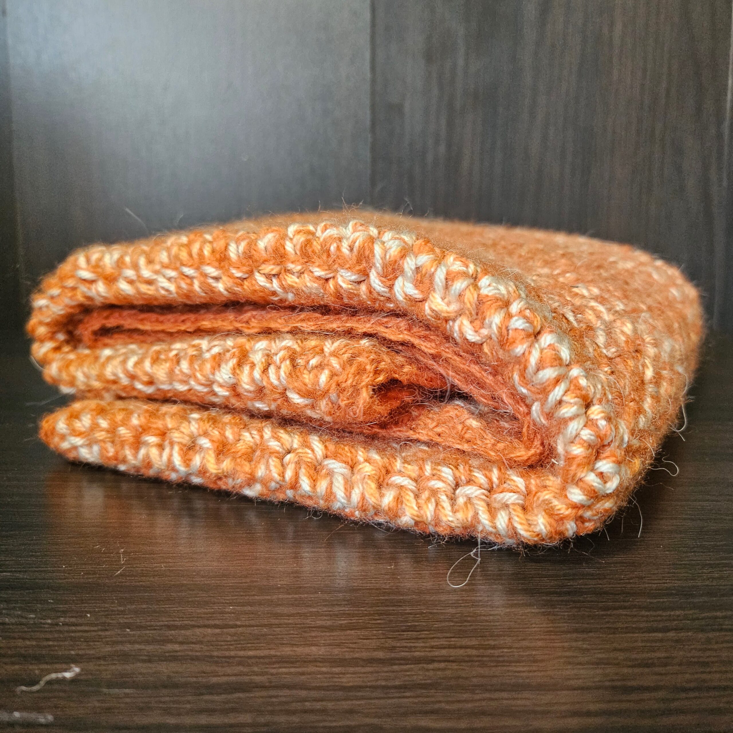 Orange and Cream Crochet Car Seat Blanket