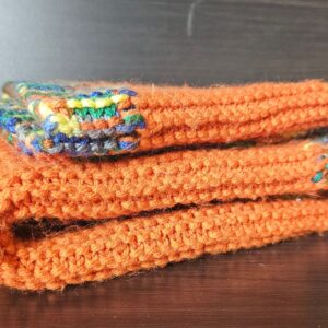 Orange and Rainbow Knit Car Seat Blanket