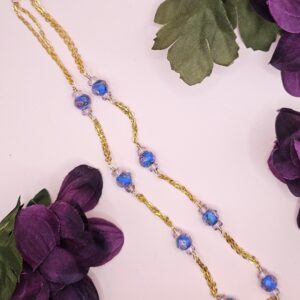 Blue Glass Flower Bead Necklace